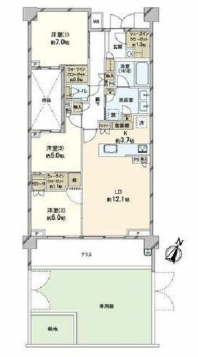 パークホームズ深沢七丁目 1階 間取り図