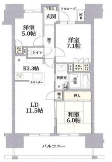 グランスイート本厚木 2階 間取り図