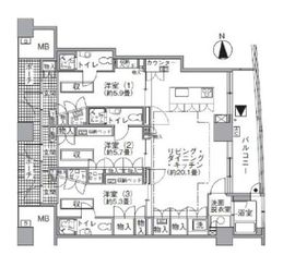 アクティ汐留 4403 間取り図