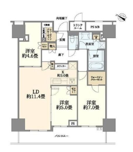 ブランズ横浜 7階 間取り図