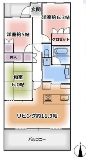 プラウドシティ梅島 13階 間取り図