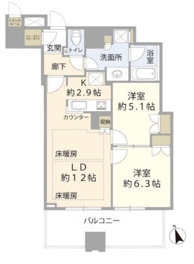 武蔵野タワーズスカイゲートタワー 9階 間取り図