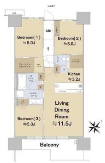 シティテラス横浜 サウス棟 8階 間取り図