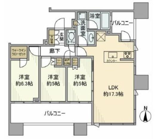 シティタワー武蔵小杉 6階 間取り図