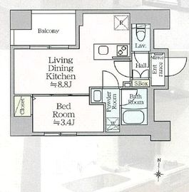 プロスタイルウェルス浅草アイル 8階 間取り図