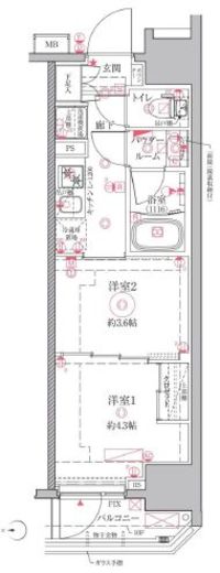 クレイシアIDZ川崎 6階 間取り図