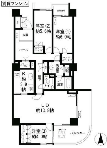 西早稲田南ウイング 8階 間取り図