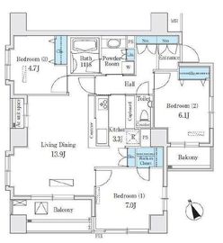 ベルメゾン文京白山 11階 間取り図