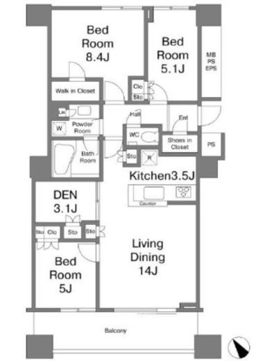 エアライズタワー 38階 間取り図