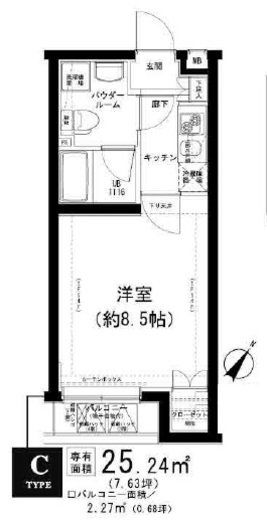 スパシエソリデ目黒 304 間取り図