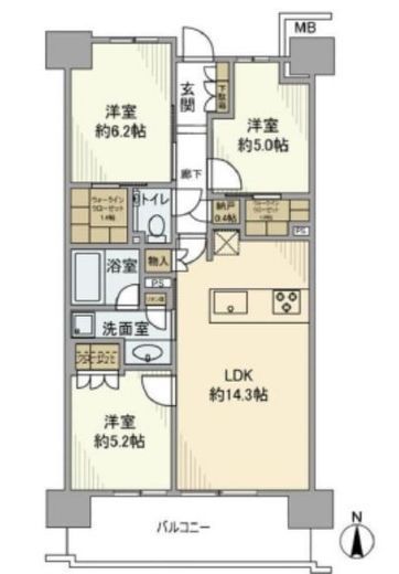 ガーデンクロス東京王子 7階 間取り図