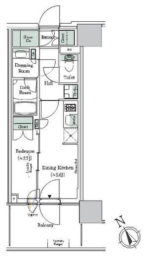 ONE ROOF RESIDENCE NISHI NIPPORI (ワンルーフレジデンス西日暮里) 708 間取り図