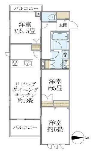 グランデライト武蔵小杉 101 間取り図
