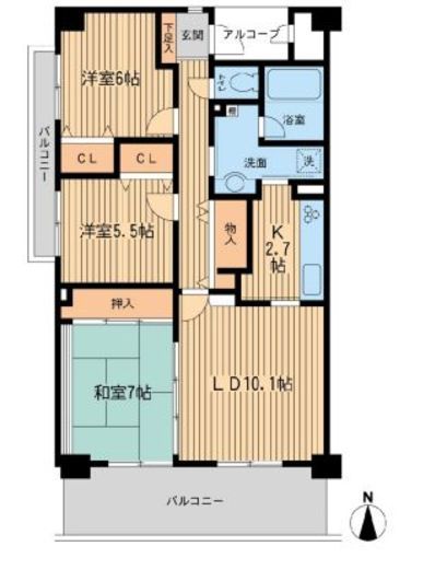 アソシエール野方 207 間取り図