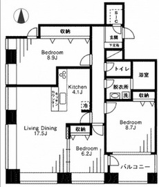 レジディアタワー麻布十番 1903 間取り図