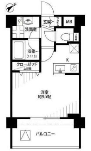 プレールドゥーク新宿御苑Ⅱ 3階 間取り図