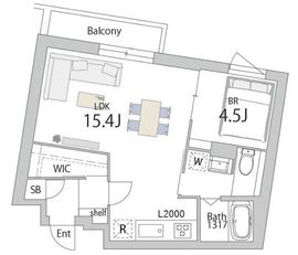グランデュオ下北沢14 (GranDuo Shimokitazawa14) 204 間取り図