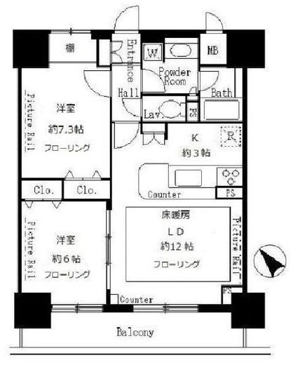 サンクレール荒川ブランガーデン 1303 間取り図