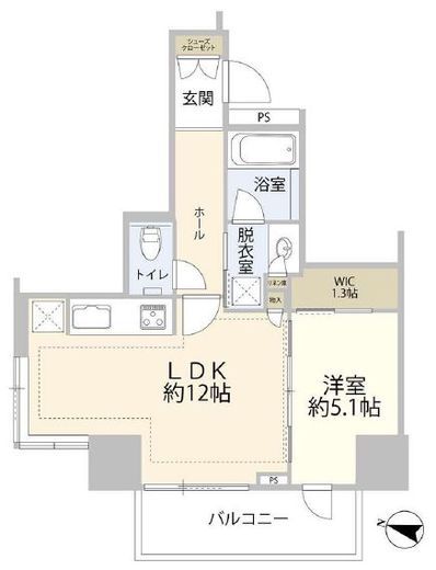 パークタワー上野池之端 8階 間取り図