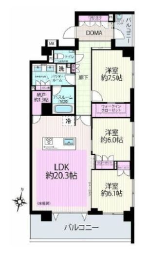 Nisshin Grandpalace茅ヶ崎東海岸 (ニッシングランパレス茅ヶ崎東海岸) 3階 間取り図
