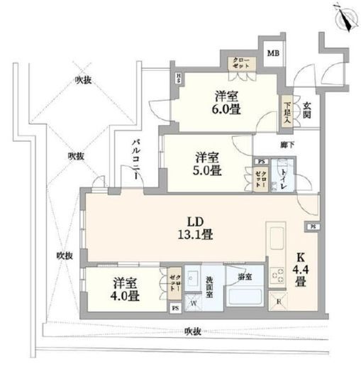 オープンレジデンシア目黒東山 2階 間取り図