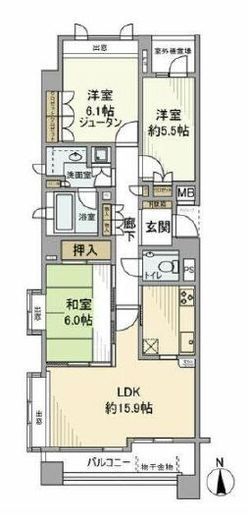 ファミールグラン等々力 2階 間取り図