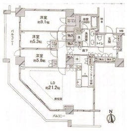 キャナルワーフタワーズイーストタワー 31階 間取り図