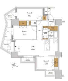 RJRプレシア東十条ガーデン 517 間取り図