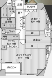 ランドステージ白金台 7階 間取り図