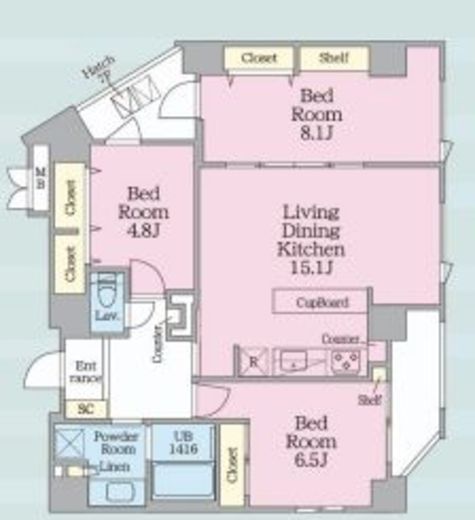 ウテナ西麻布 701 間取り図