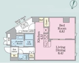 ウテナ西麻布 402 間取り図