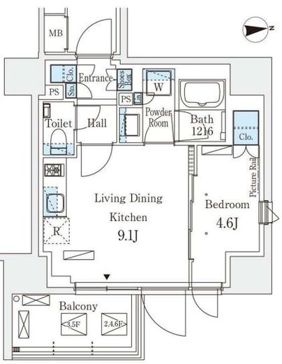 プライムガーデン恵比寿南 501 間取り図