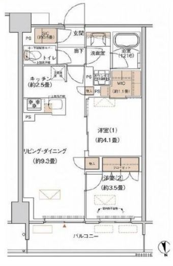 プライムネクサス大森北 541 間取り図