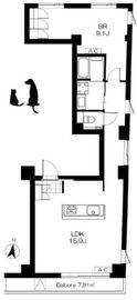 茂庭ハウス代々木上原 3B 間取り図