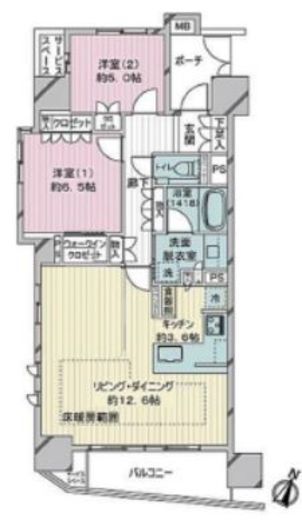 ジオ新宿若松町 13階 間取り図