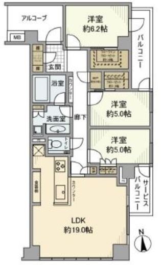 ローレルコート新宿夏目坂 5階 間取り図