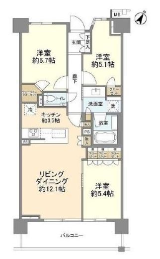 ブランズ宮崎台プレイス 5階 間取り図