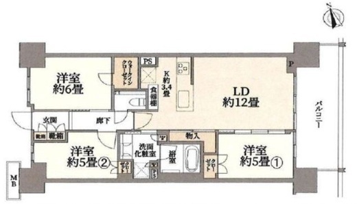 プラウド二子玉川 12階 間取り図