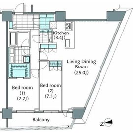 コンフォリア新宿イーストサイドタワー 713 間取り図