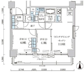パークアクシス菊川ステーションイースト 608 間取り図