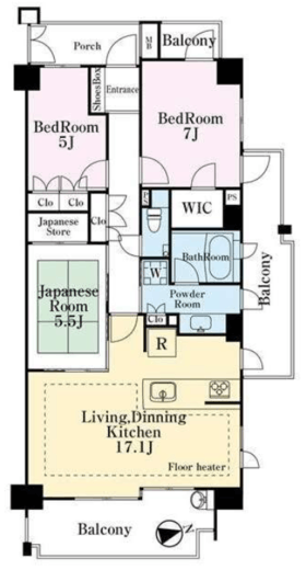 ライオンズたまプラーザ美しが丘テラス 4階 間取り図