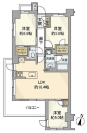 ルフォン横浜根岸 2階 間取り図
