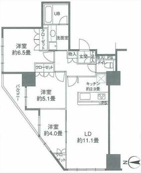 カスタリアタワー品川シーサイド 1208 間取り図