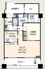 クレッセント国立ディアナプレイス 6階 間取り図