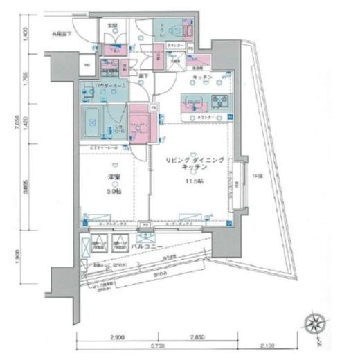 ジェノヴィア新宿御苑グリーンヴェール 5階 間取り図