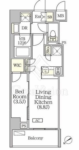 ORSUS清澄白河リバーフロント (オルサス清澄白河リバーフロント) 103 間取り図