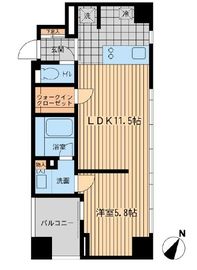 ウィルテラス勝どき 702 間取り図