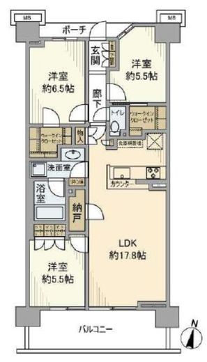 パークホームズ横濱東寺尾マークヒルズ 4階 間取り図