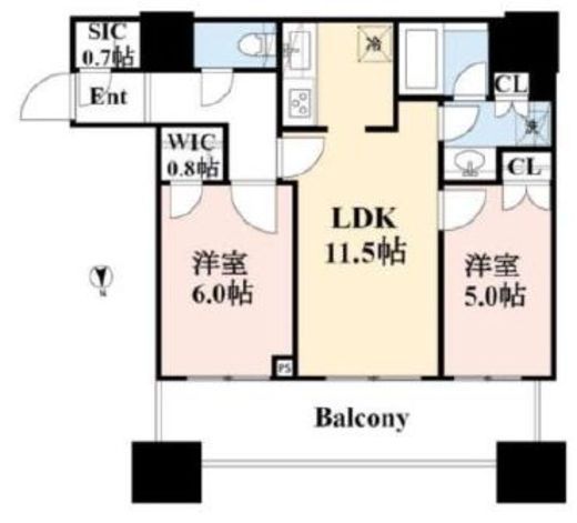 クレストプライムタワー芝 15階 間取り図