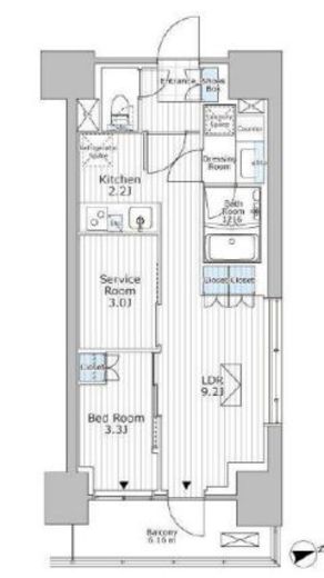パークアクシス市川 413 間取り図